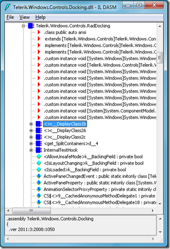 IL DASM - Telerik.Windows.Controls.RadDocking.c_DisplayClass1b